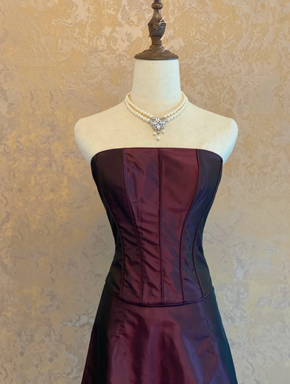 Deep Purple Strapless Waist-Cinched Long Ball Gown & Bridal Gown R7401