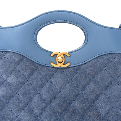 Calfskin Suede Quilted Mini 31 Shopping Bag Blue