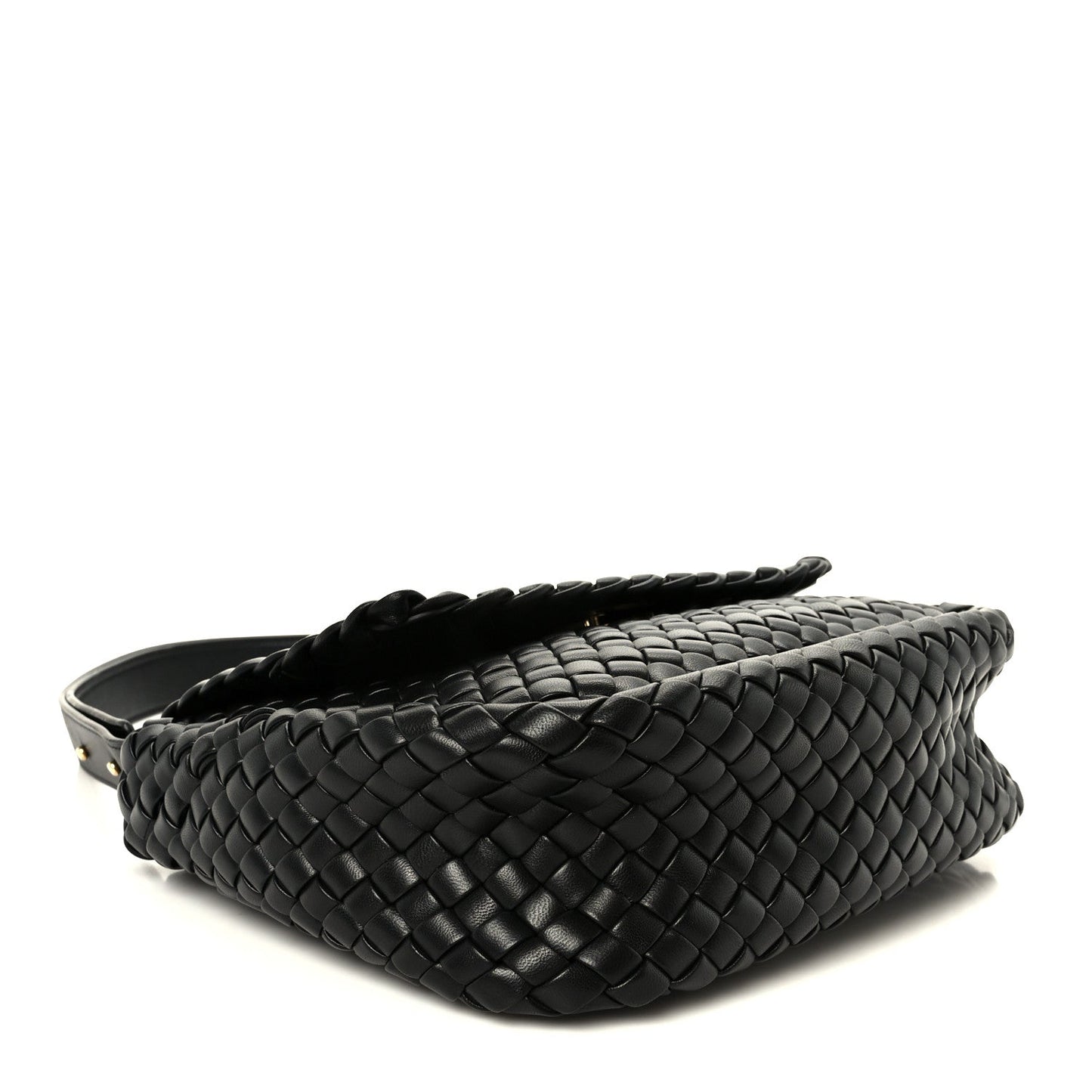 Nappa Intrecciato Small Cobble Messenger Bag Black