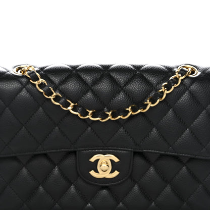 Caviar Quilted Small Double Flap Black