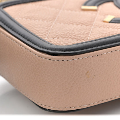 Caviar Quilted CC Filigree Clutch With Chain Beige Black