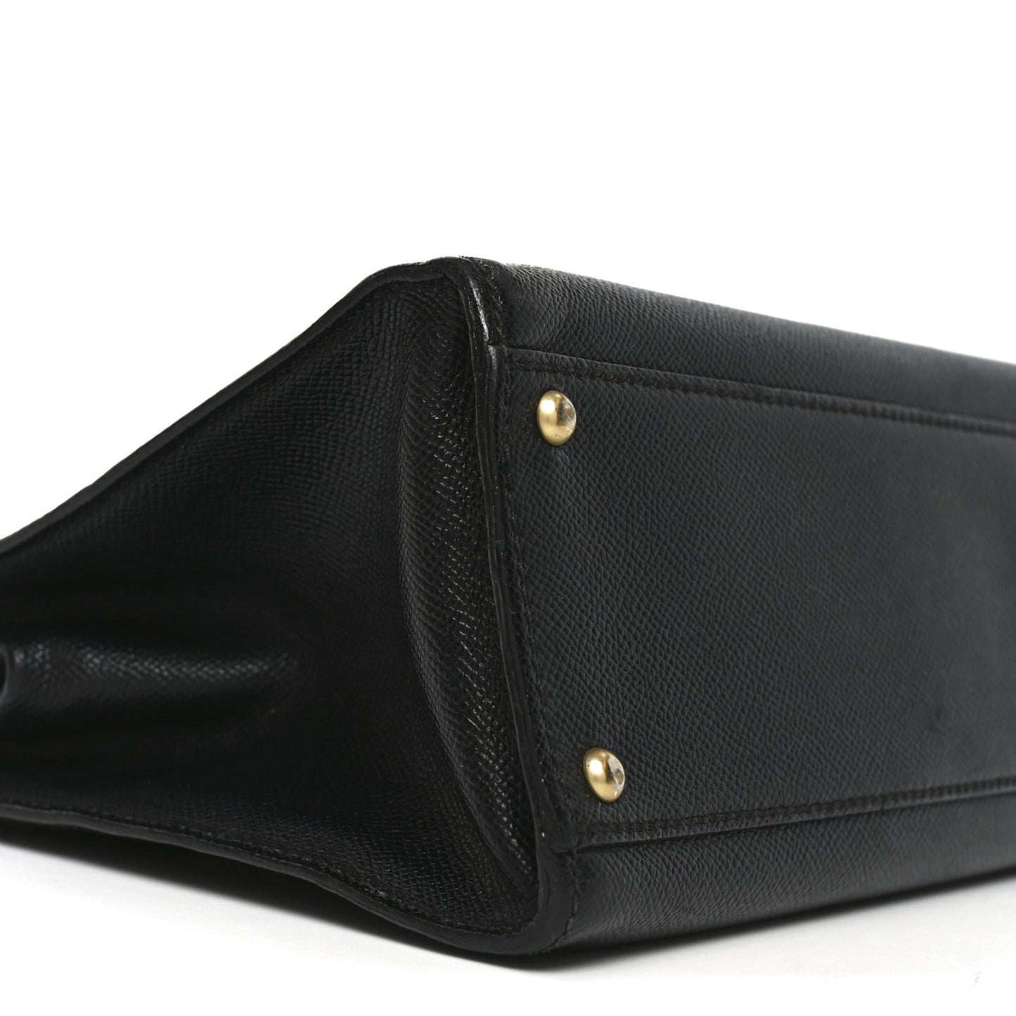 Grained Calfskin Logo Shoulder Bag Black