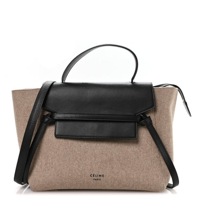 Felt Smooth Calfskin Mini Belt Bag Beige