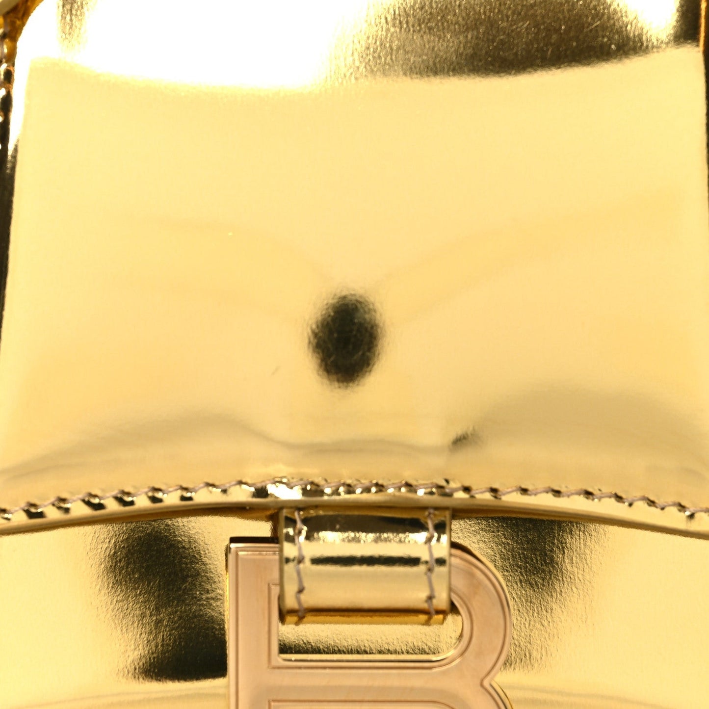 Mirror Calfskin Hourglass Top Handle Bag XS Gold
