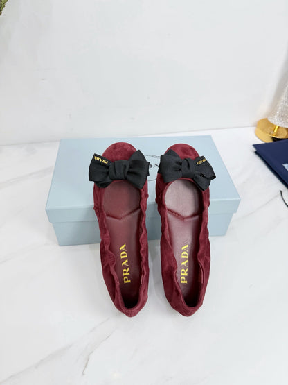 PRA 26SS Ballet Flat Burgundy Suede 592396