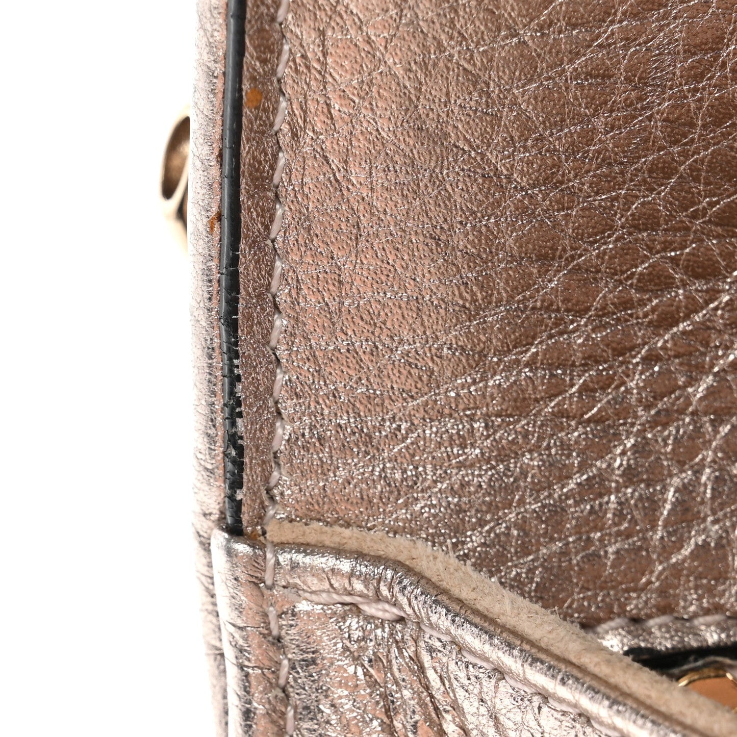 Metallic Grained Calfskin Small Diorama Flap Bag Copper
