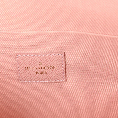Damier Azur Pochette Felicie Chain Wallet Rose Ballerine