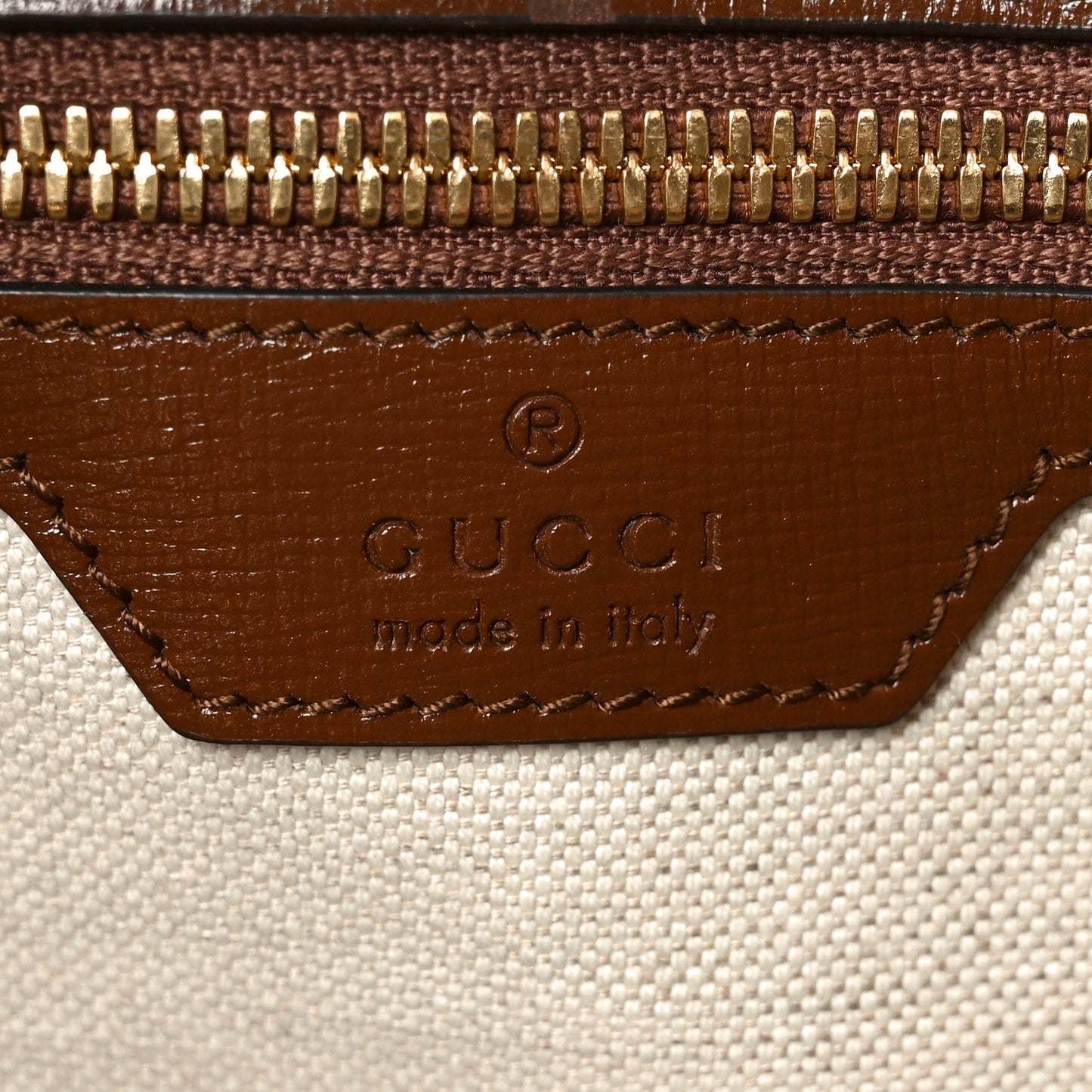 GG Supreme Monogram Azalea Calfskin Medium Retro Interlocking G Tote Bag Beige Ebony Brown Sugar