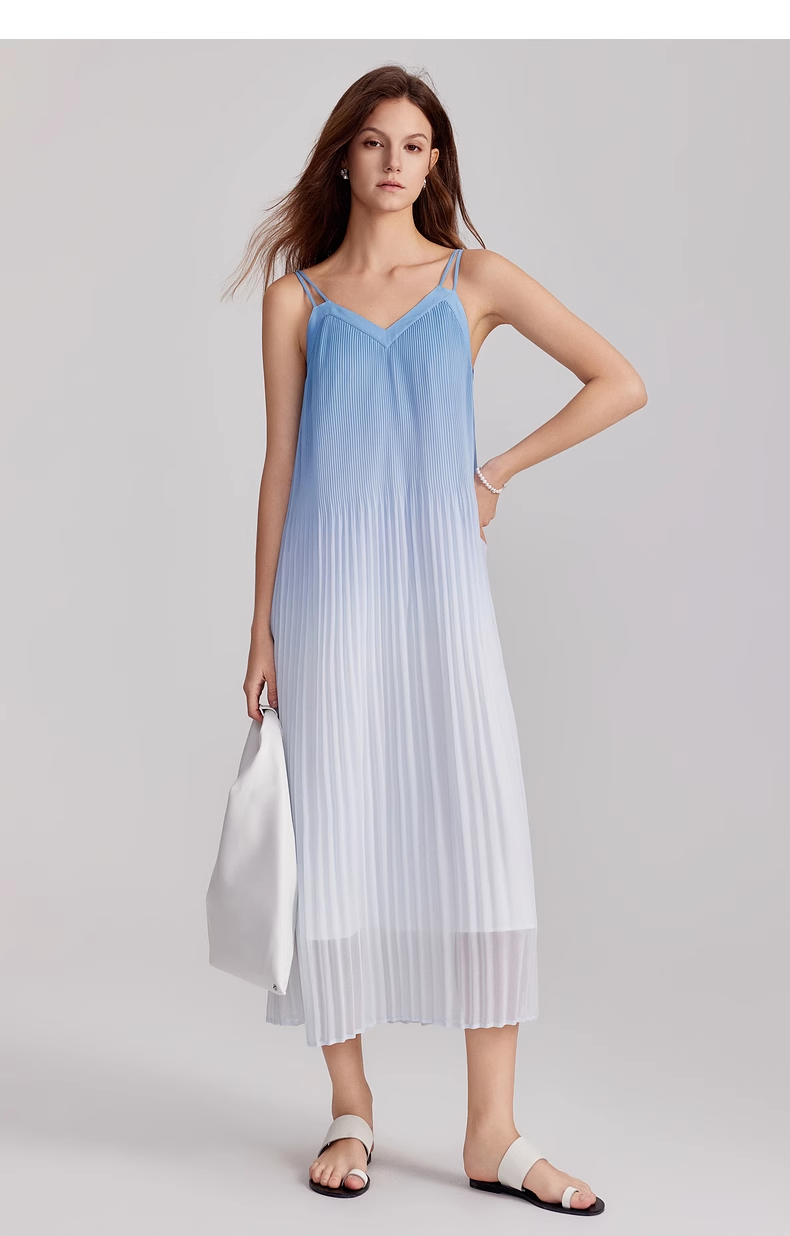 Simple Gradient Color Design Beach Holiday A-line Spaghetti Strap Dress TP3317