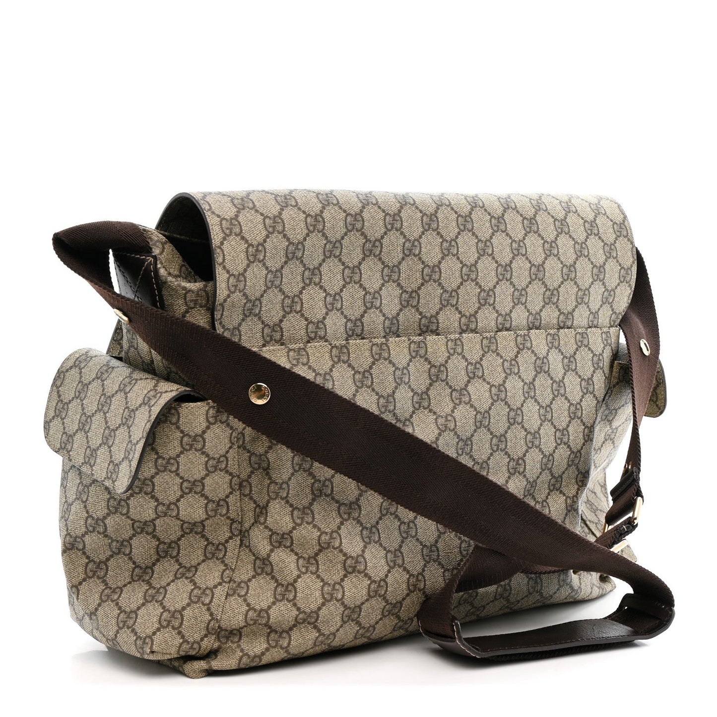 GG Plus Monogram Messenger Diaper Bag Dark Brown