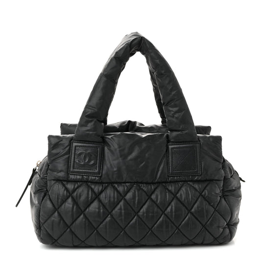 Nylon Coco Cocoon Zipped Tote Black