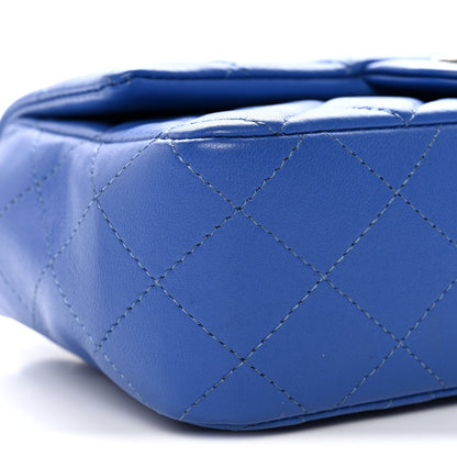 Lambskin Quilted Mini Rectangular Flap Blue