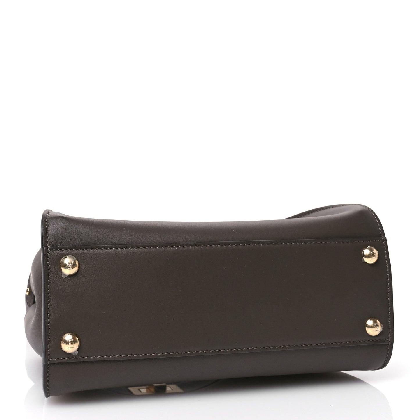Vitello Seta Suede FF Mini Peekaboo Iconic Satchel Chocolate Sigaro Marrone