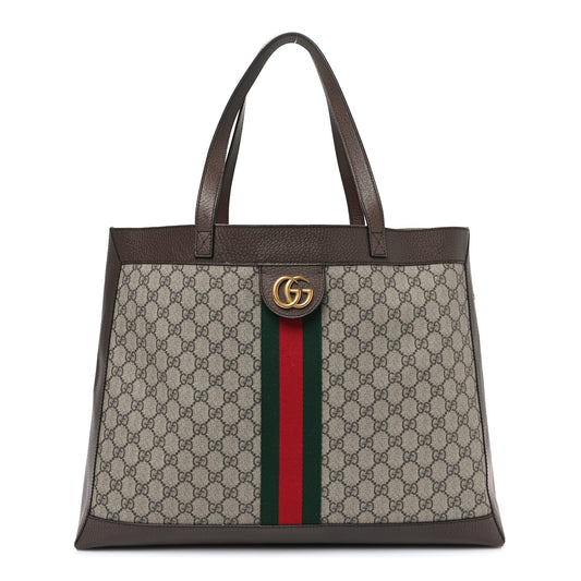 GG Supreme Monogram Web Ophidia Tote Brown
