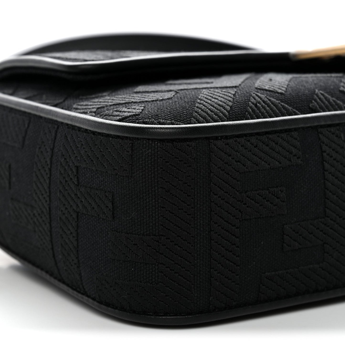 Canvas Vitello King Extra Strap FF Embroidered Baguette Black