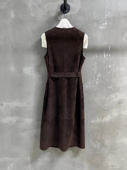 CC 25 Chain Trench Vest Coat Blend Chocolate Brown Cashmere