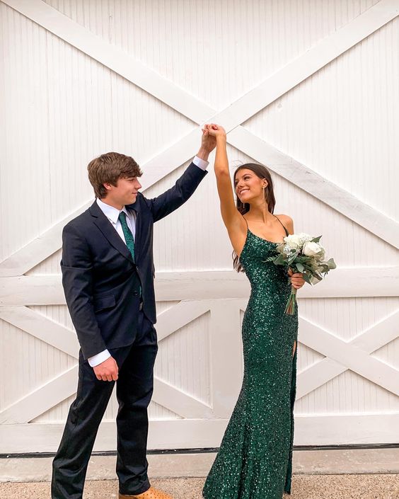 Elegant Sequin Prom Dresses Long Mermaid Sparkle Graduation Gown