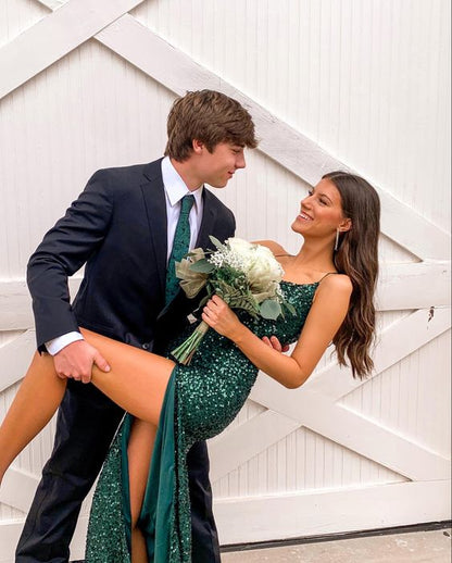 Elegant Sequin Prom Dresses Long Mermaid Sparkle Graduation Gown