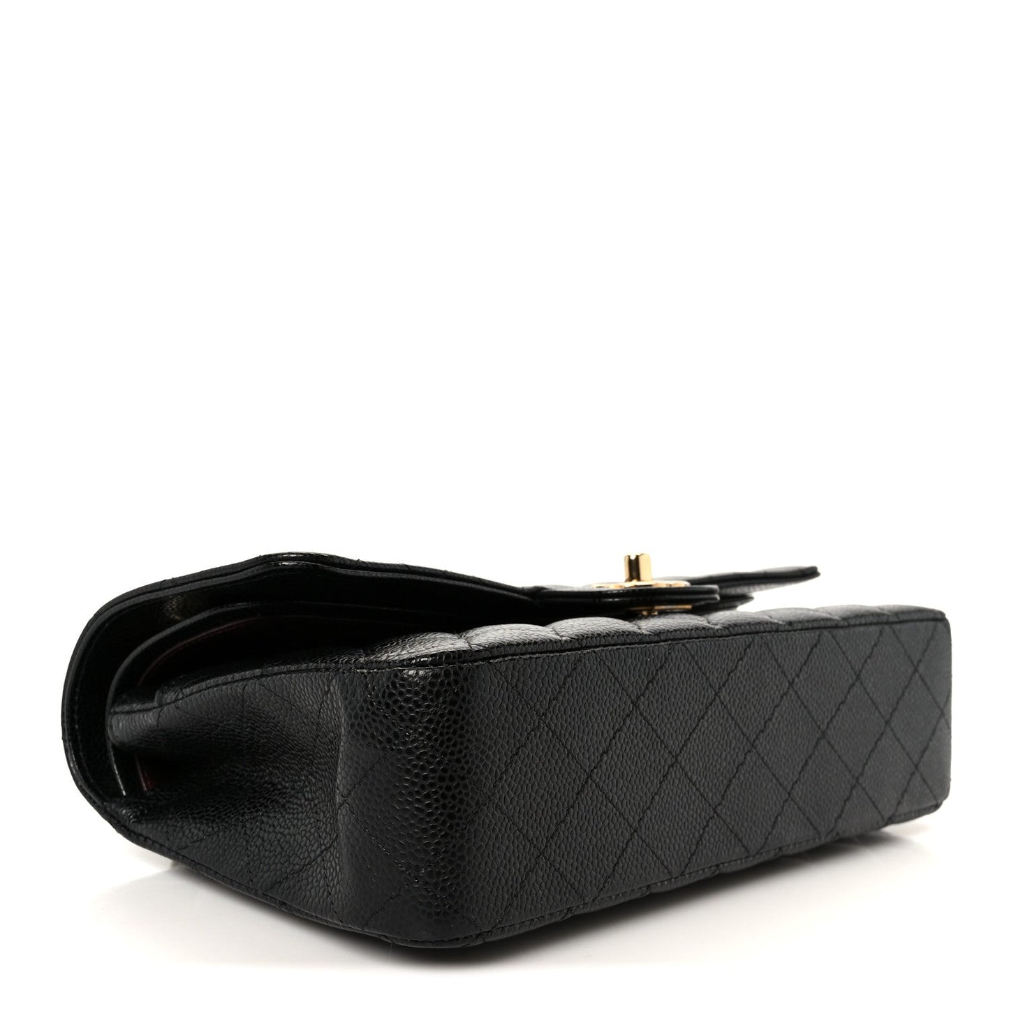 Caviar Quilted Medium Double Flap Black