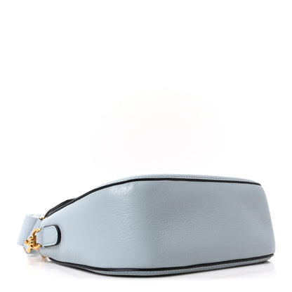 Pebbled Calfskin Vlogo Small Top Handle Shoulder Bag Blu Porcellana