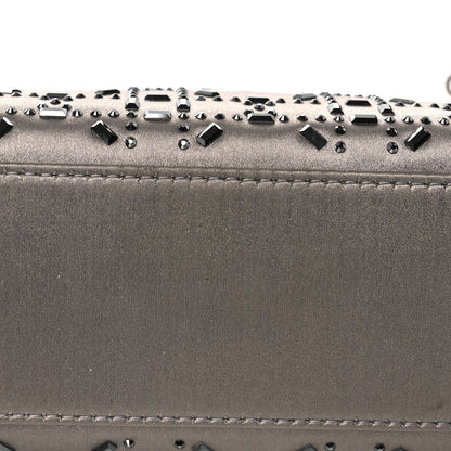 Satin Crystal Cannage Mini Lady Dior Gray