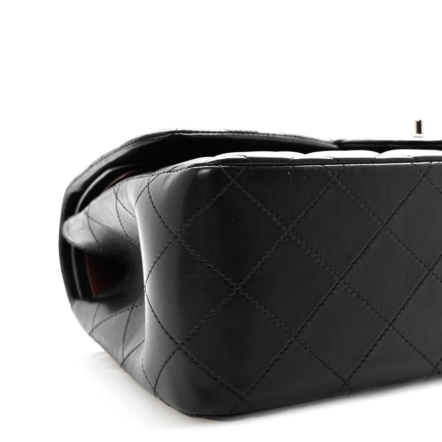 Lambskin Quilted Jumbo Double Flap Black