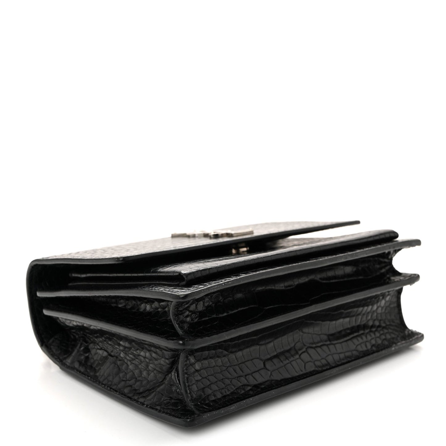 Calfskin Crocodile Embossed Medium Monogram Sunset Black