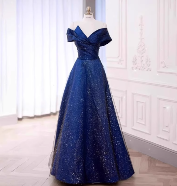 Elegant Burgundy Off-the-shoulder A-line Satin Tulle Long Prom Dress Evening Dress P4472