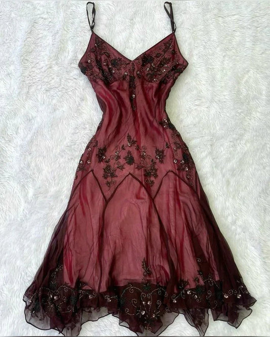 Vintage Beaded Embroidery V-neck Mermaid Prom Dress Party Dress Evening Dress TP4502