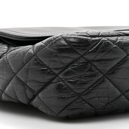Aged Calfskin Quilted Easy Zip Flap Bag Black