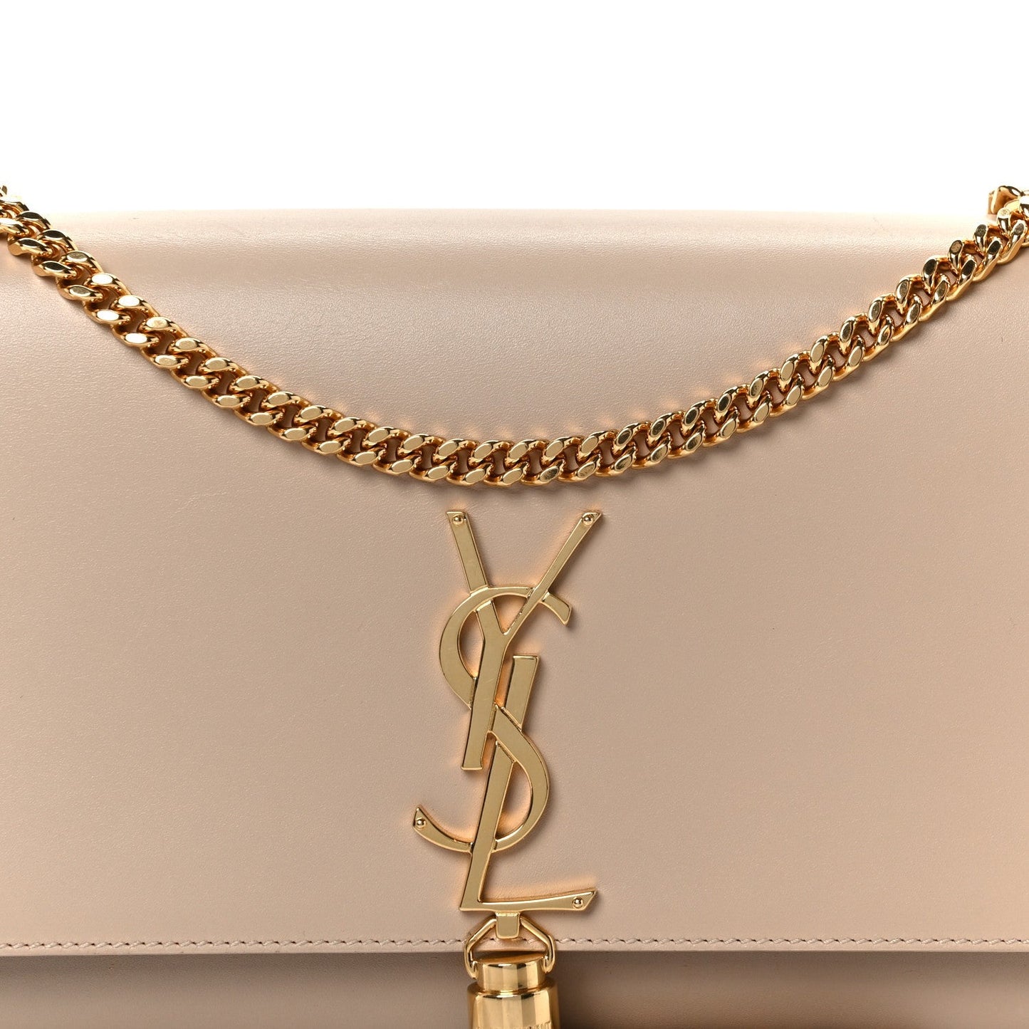 Smooth Calfskin Medium Classic Monogram Kate Tassel Satchel Nude Powder