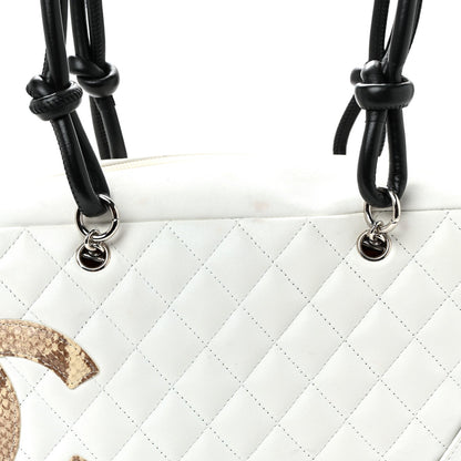 Calfskin Python Quilted Large Cambon Bowler White