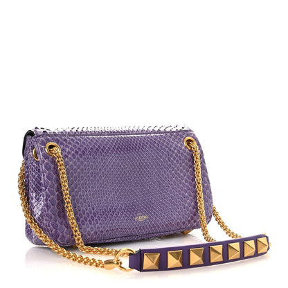 Snakeskin Stud Sign Shoulder Bag Purple