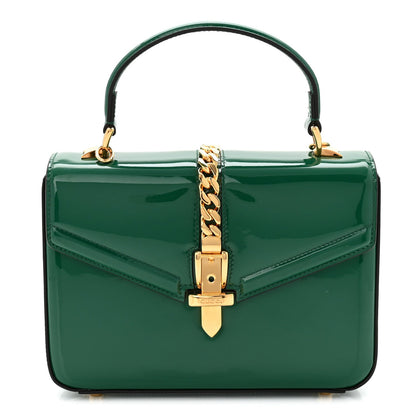 Mousse Top Patent Small Sylvie 1969 Top Handle Bag Emerald