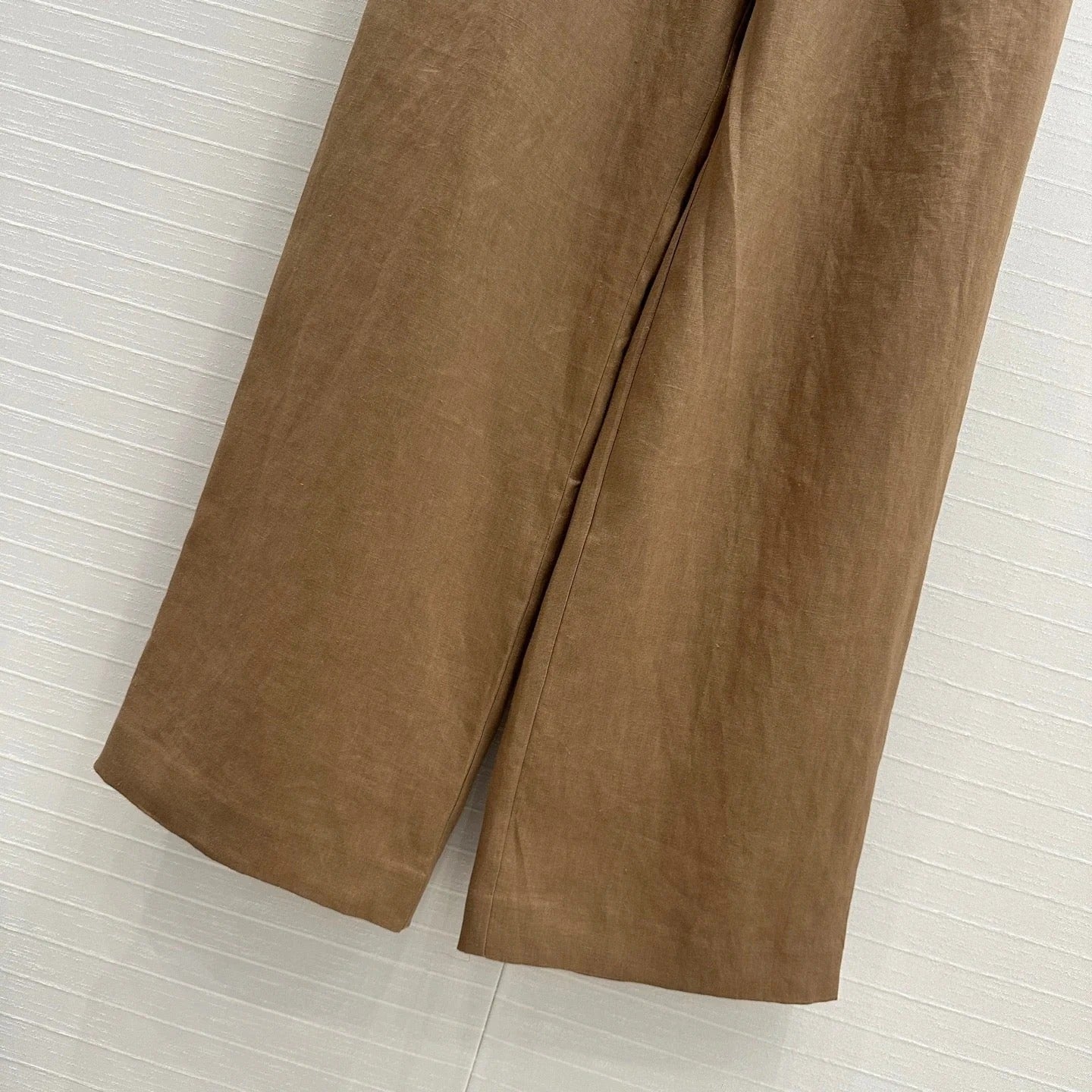 LP STRAIGHT-LEG LINEN PANTS IN BROWN