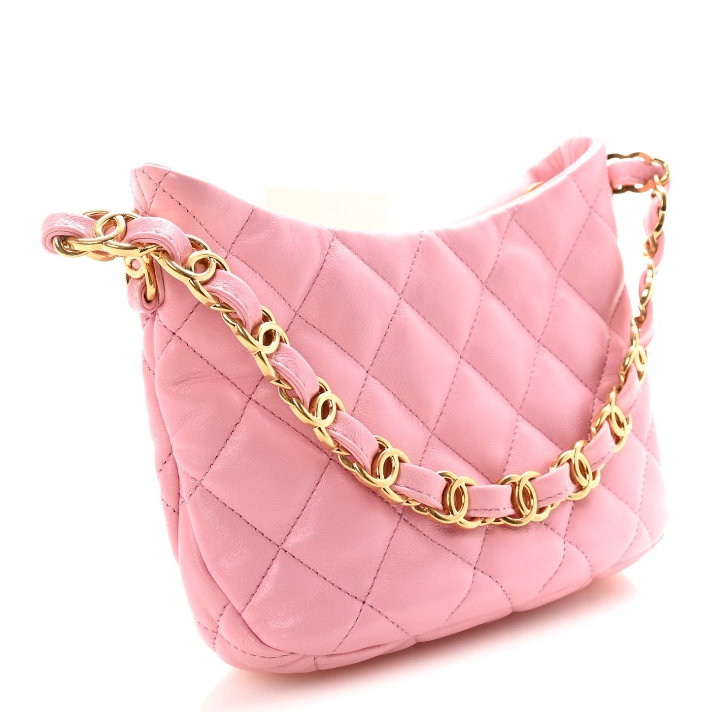 Lambskin Quilted CC Links Hobo Light Pink