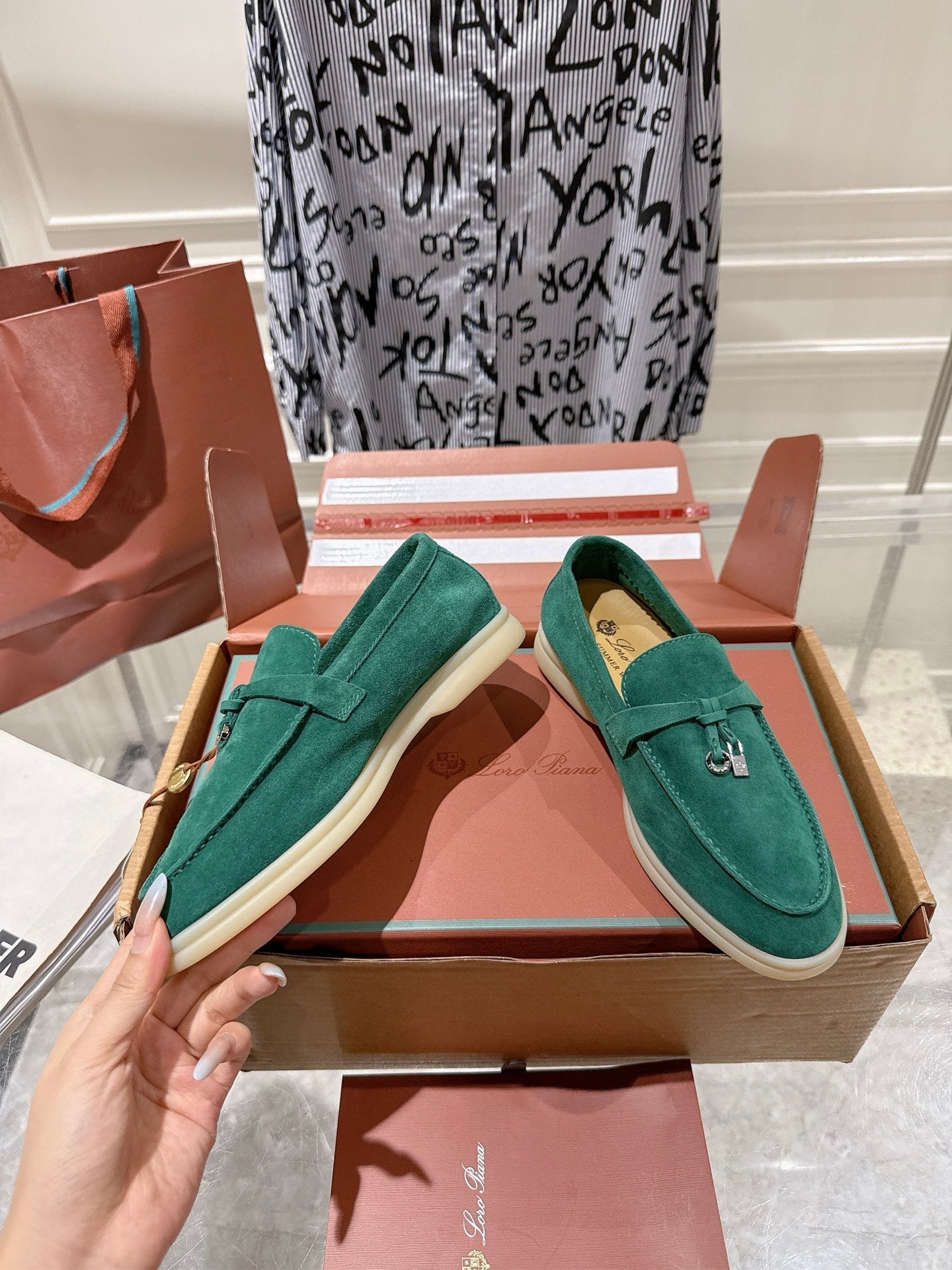 LP Summer Charms Walk Loafers Deep Green Suede 565857