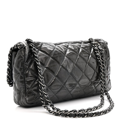 Metallic Calfskin Quilted Medium Chain Me Flap Grey
