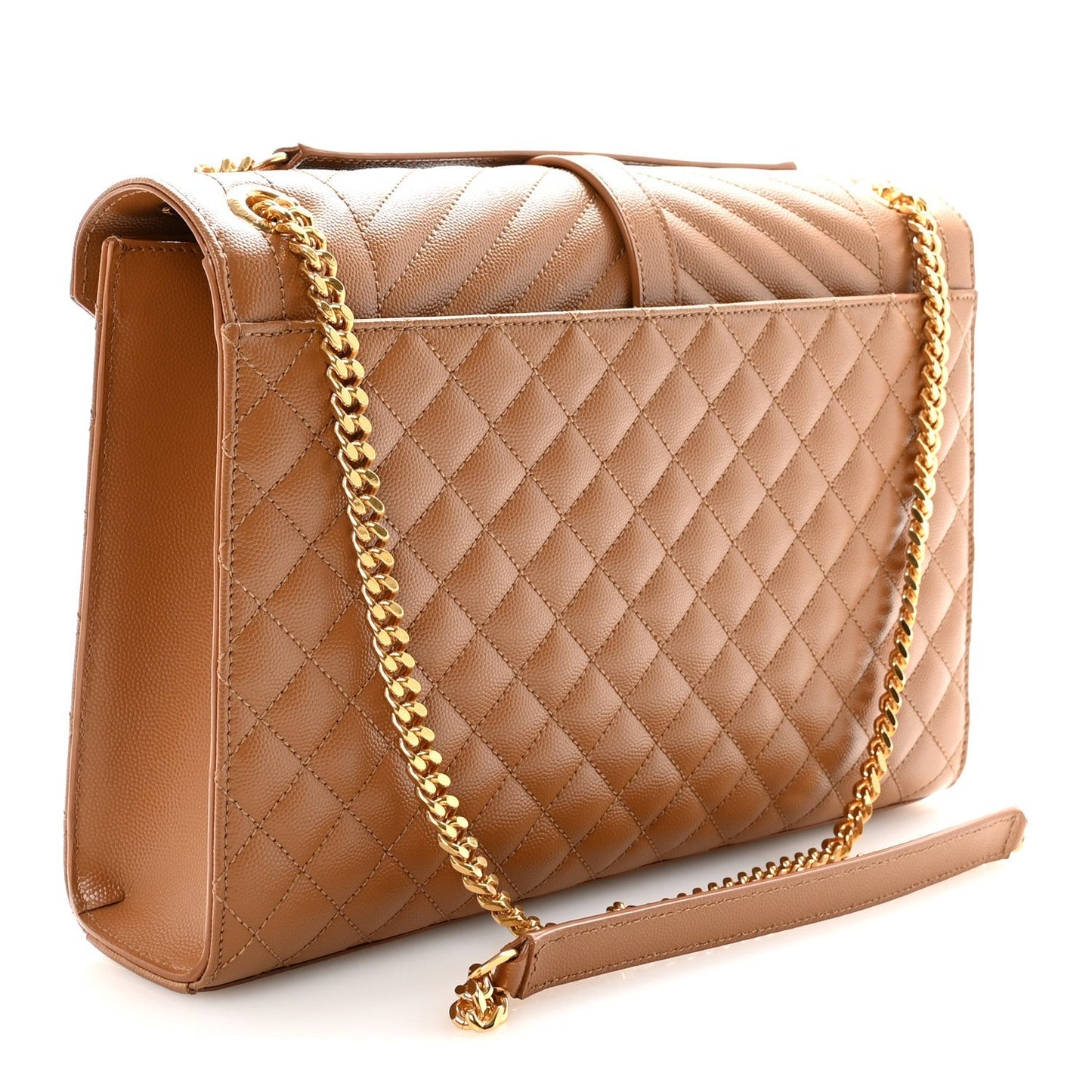 Grain De Poudre Textured Mixed Matelasse Triquilt Large Monogram Satchel Naturel