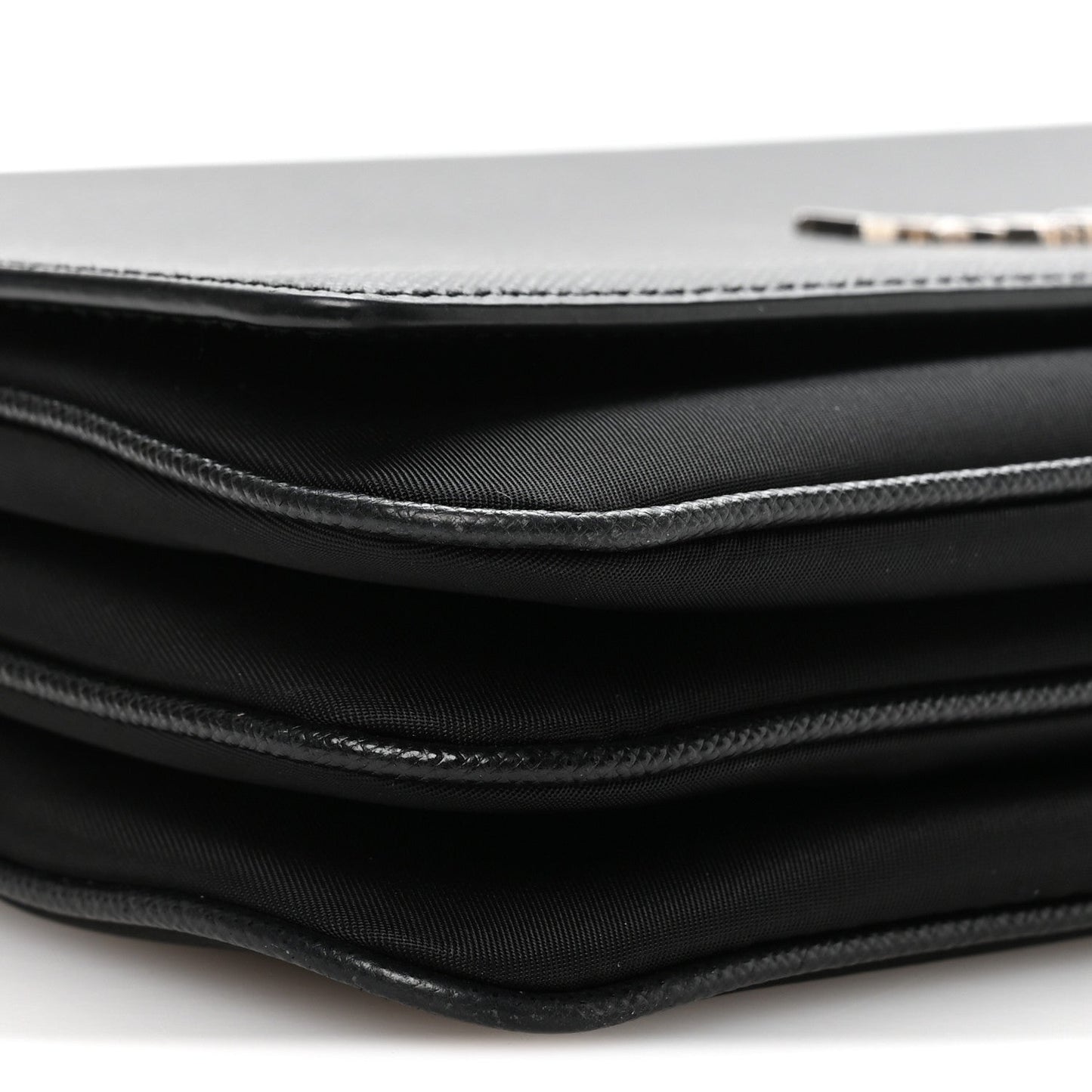 Saffiano Tessuto Nylon Chain Shoulder Bag Black