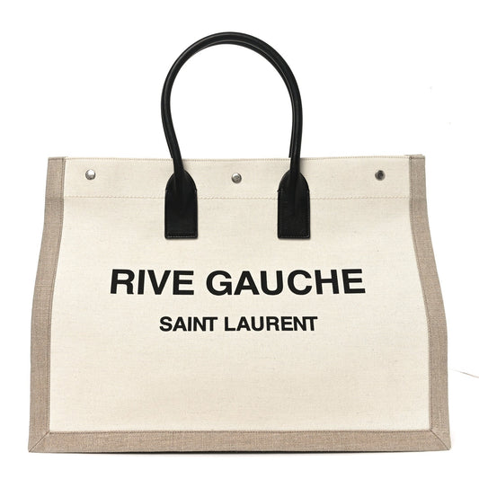Linen Calfskin Rive Gauche Tote Optic White