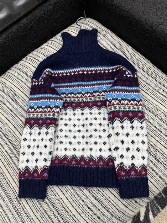 CC 2025 Sweater Navy Blue mix White Wool 325883