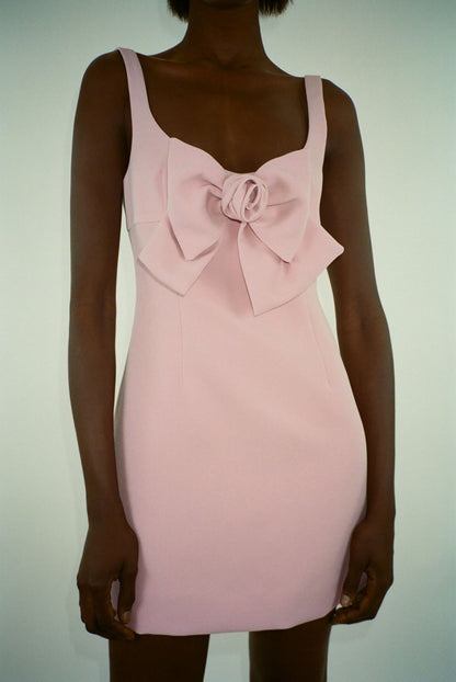 Pink halter neckline three-dimensional flower waist slim short skirt homecoming dress R3511