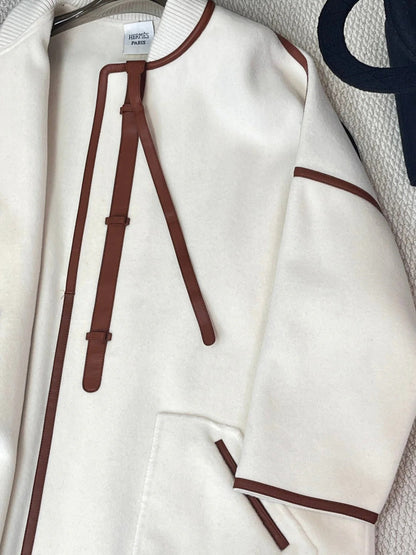 HERMES 25S CASHMERE COAT WITH LEATHER BUTTONS 204