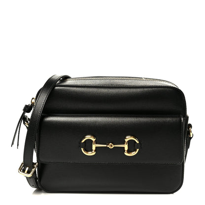 Textured Calfskin Small Horsebit 1955 Shoulder Bag Black