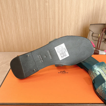 HM Oran Sandals Dark Teal Calfskin 312781