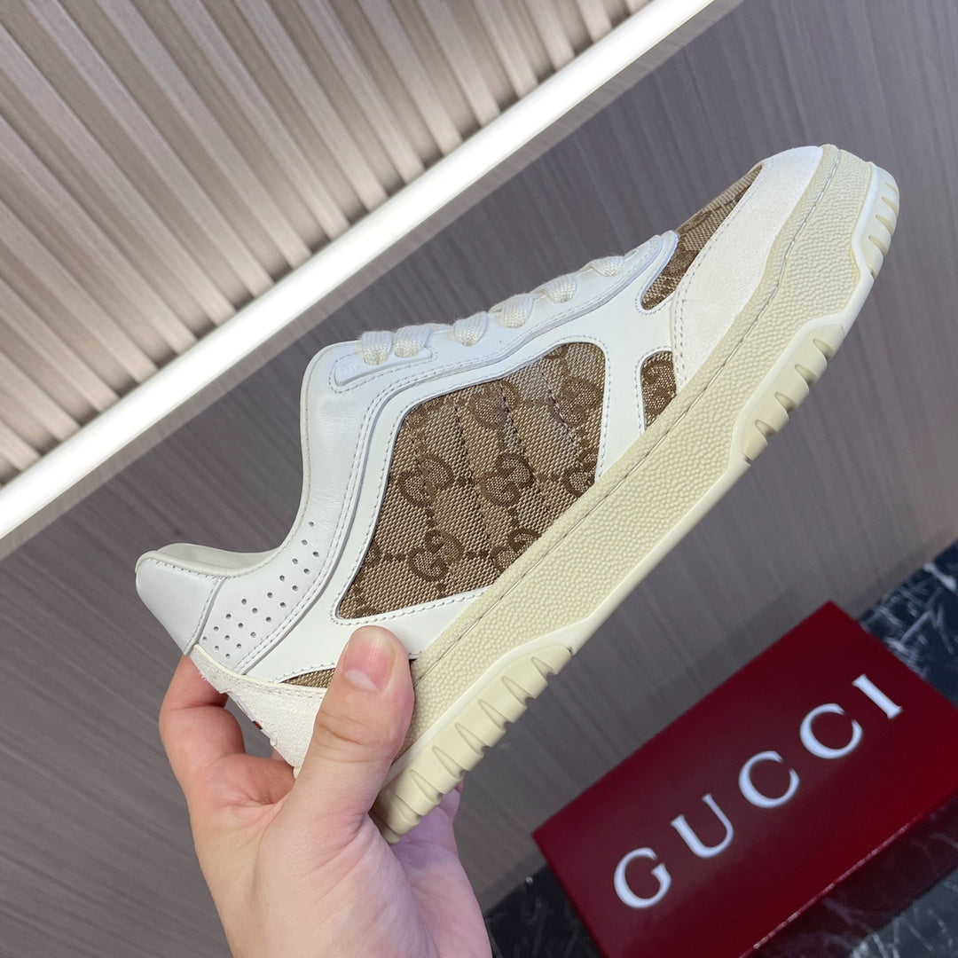 GG Retro Sneakers for Couples White Brown