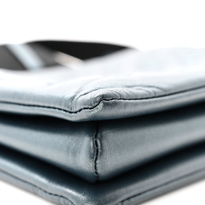 Metallic Lambskin Embossed Monogram Coussin PM Bleu