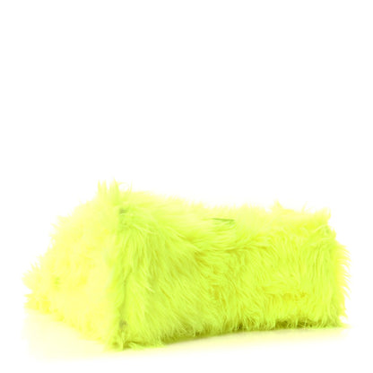 Faux Fur Medium Fluffy Hourglass Top Handle Bag Fluo Yellow