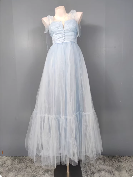 Sweet Green A-line Tulle Long Prom Dress Evening Dress Bridesmaid Dress P4499